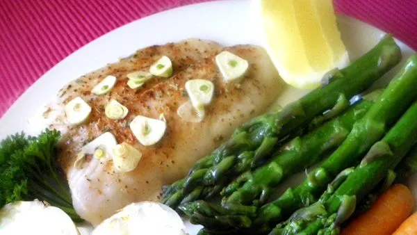 10-Minute Baked Halibut With Garlic-Butter