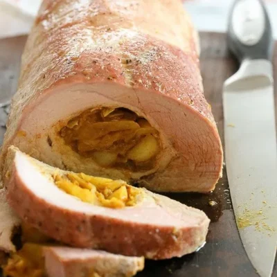 Apple-Stuffed Pork Loin With Moroccan Spices