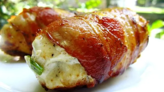 Bacon Wrapped, Cream Cheese Stuffed Chicken