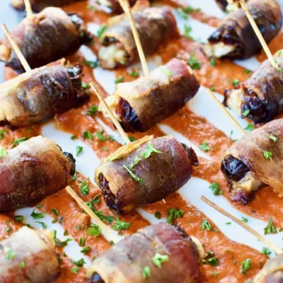 Bacon-Wrapped Dates With Sweet Red Pepper Sauce: A Tapas Delight