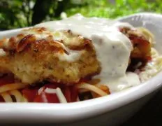Baked Chicken Parmesan Over Pasta