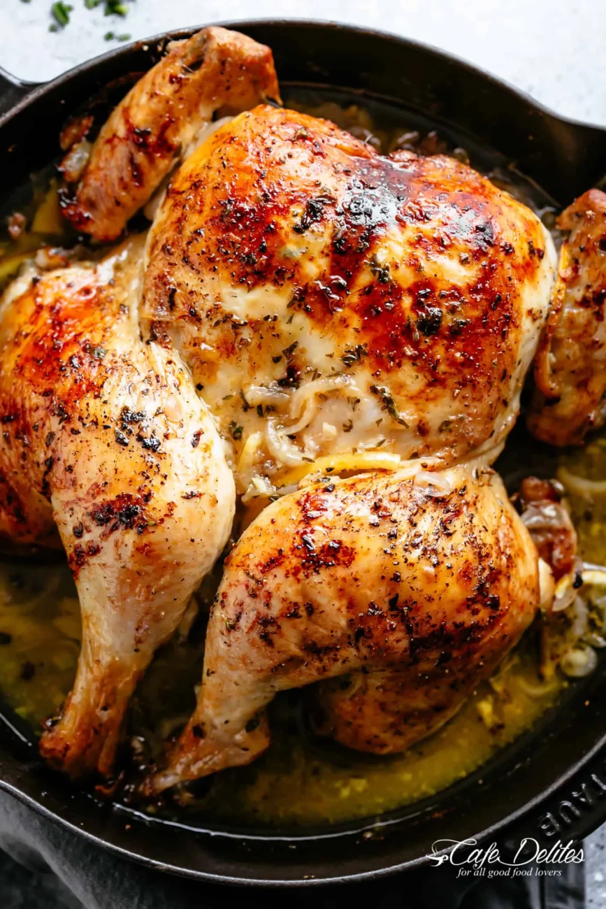 Baked Chicken With Onions, Garlic