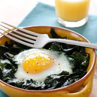 Baked Eggs With Wilted Baby Spinach