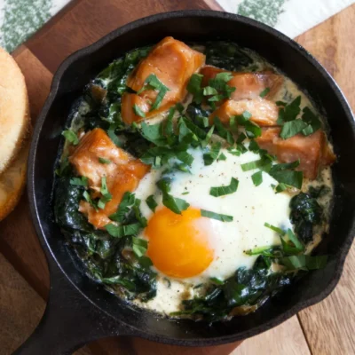Baked Eggs With Wilted Baby Spinach