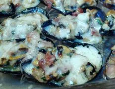 Baked Mussels With Mushrooms And Bacon