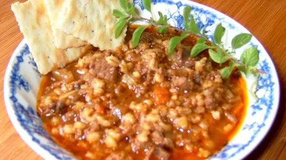 Beef, Barley And Dried Mushroom Soup