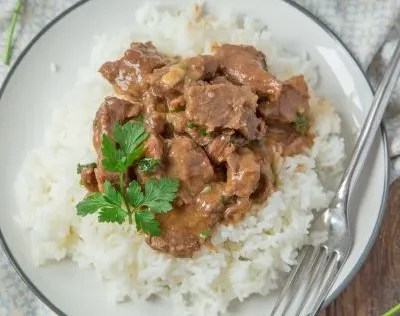 Beef Tips On Rice - Pressure Cooker