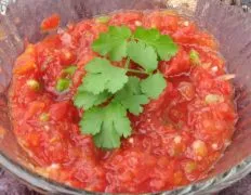 Quick easy and delish!  I love the trick with the Kosher salt.  I am convinced that is what made this salsa so tasty.  I'm making more tonight because my husband can't get enough.  Thanks.