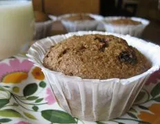 Wonderfully moist unlike typical bran muffins. Added frozen huckleberries instead of raisins the first time and they were great. Cut back on the brown sugar to 1/2 cup when used raisins to balance the sweetness.
