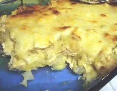 This is  White King Ranch Chicken Casserole .  You have heard of   white chili  this is  white  version of King Ranch Chicken Casserole.