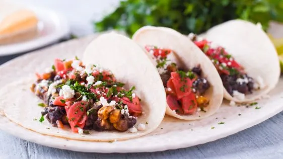 Black Bean & Corn Tacos With Radish Salsa