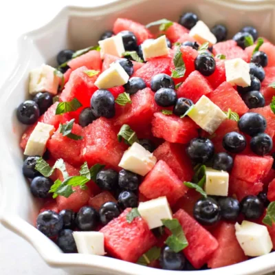 Blueberries And Melon With Honey Lime