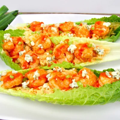 Buffalo Shrimp Lettuce Wraps