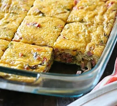 Cheesy Ham & Vegetable Breakfast Casserole Recipe