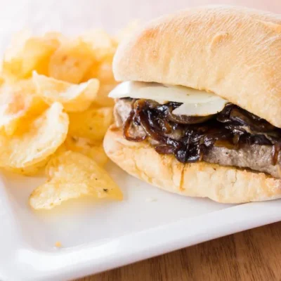 Cheesy Steak Sandwiches with Sauted Onions and Mushrooms