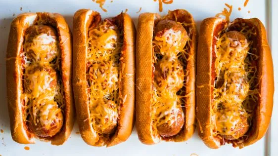 Cheesy Volcano Meatball Sandwiches