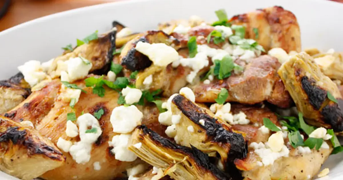 Chicken Thighs With Artichoke Hearts And Feta Cheese