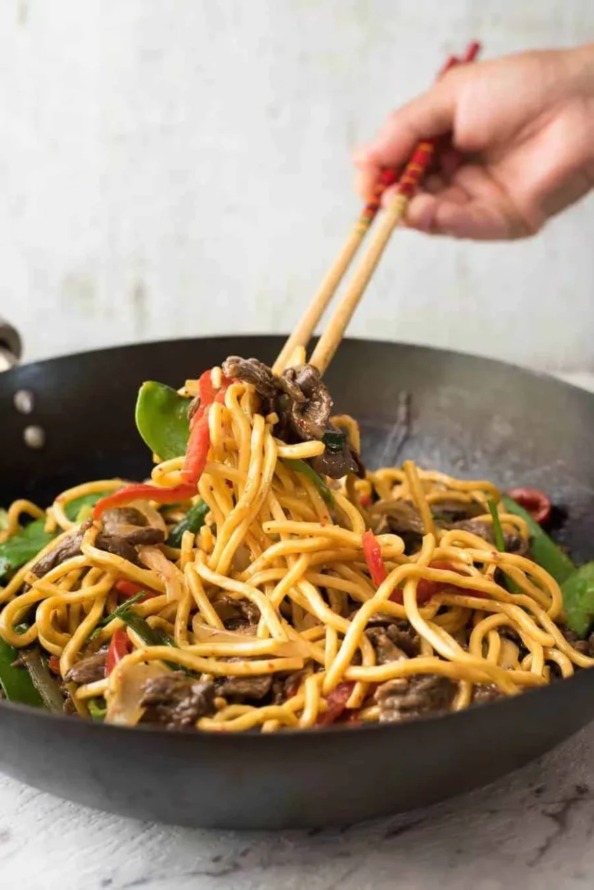 Chinese Noodle & Vegetable Stir Fry For One