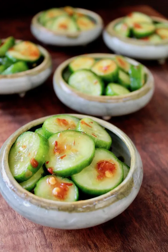 Chinese Style Spicy Pickled Cucumbers