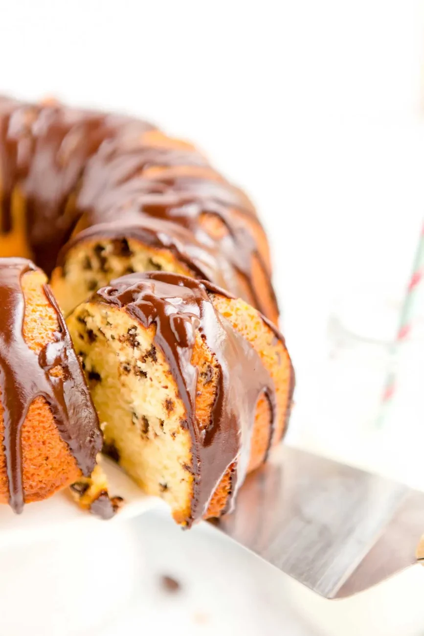 Chocolate Chip Cake With Chocolate Glaze