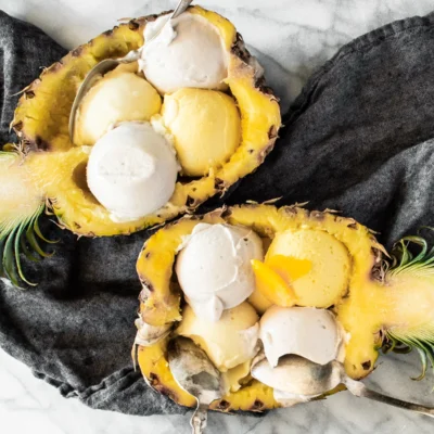Coconut Ice Cream With Tropical Fruits