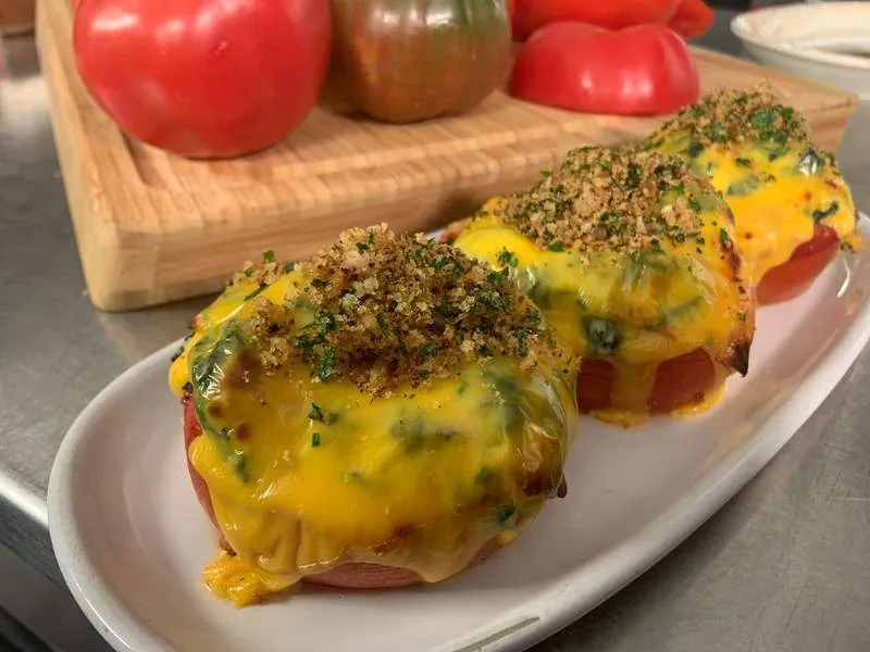 Cream Spinach Stuffed Tomatoes