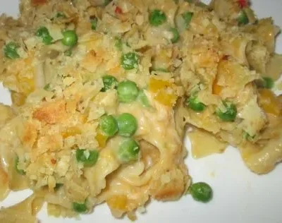 Creamy Tuna and Noodle Bake with Pimento Accents