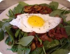 Crispy Fried Egg Over Fresh Spinach Salad Recipe