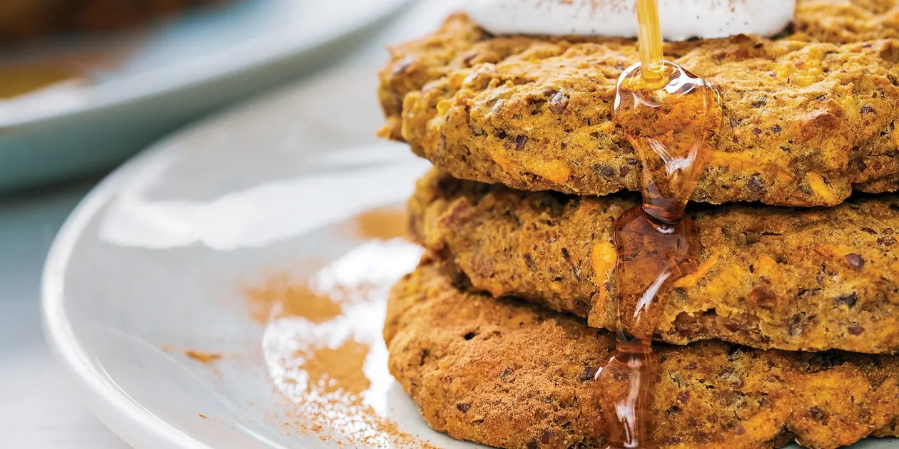 Crispy Sweet Potato Latkes with Homemade Maple Drizzle