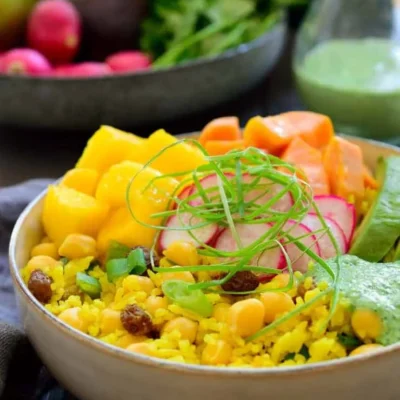 Curried Yam And Mango Over Basmati Rice