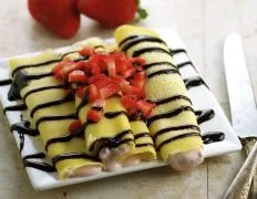Dessert Crepes With Strawberry Cream Filling
