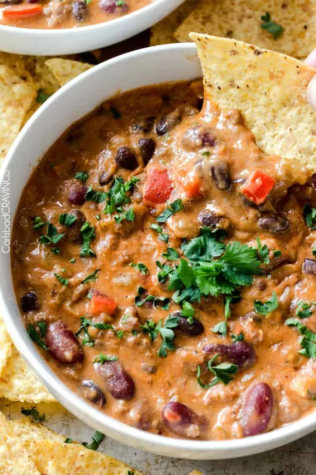 Easy Cheesy Slow Cooker Game Day Chili Dip