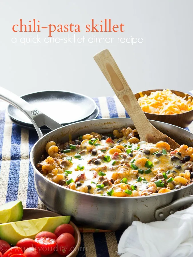 Easy Skillet Cheese Topped Chili Macaroni