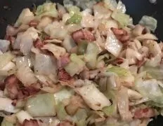 Fried Cabbage And Bacon With Onion