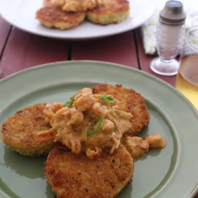 Fried Green Tomatoes With Crawfish Or