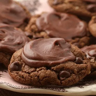 Frosted Double Chocolate Cookies