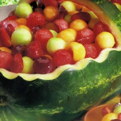 Fruit Salad In A Cantaloupe Basket