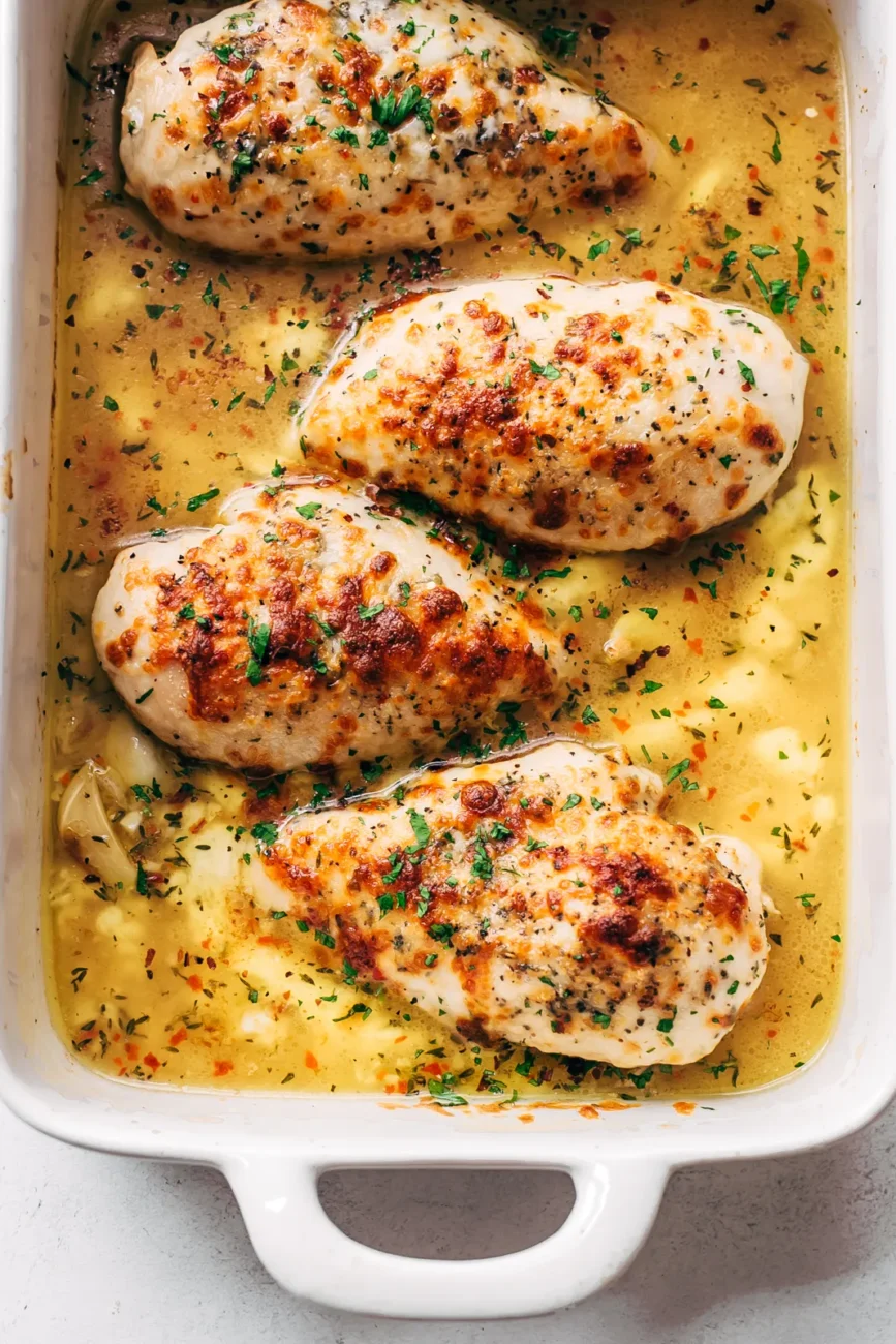 Garlic Chicken Baked With Cheddar Thyme