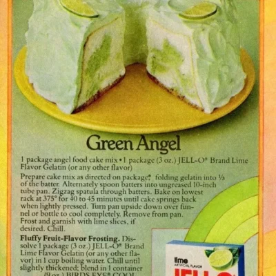 Green Angel Cake With Fluffy Fruit Flavor Frosting