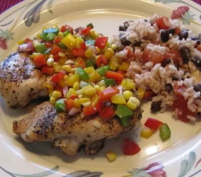 Grilled Chicken With Corn And Sweet Pepper