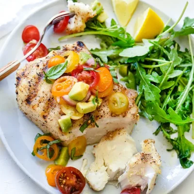 Grilled Halibut With Heirloom Tomatoes