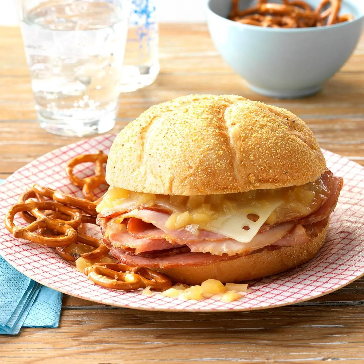Grilled Ham, Pineapple And Swiss Sandwich