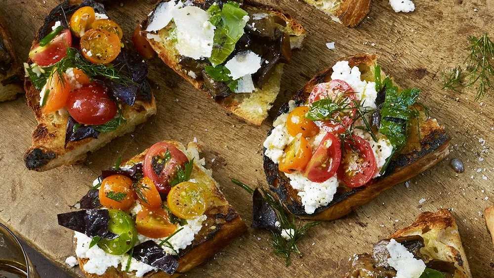 Grilled Tomato And Basil Bruschetta