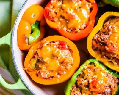 Ground Beef Stuffed Green Bell Peppers With