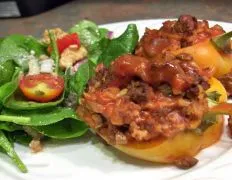 Ground Beef Stuffed Green Bell Peppers
