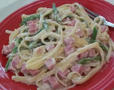 Ham And Asparagus Fettuccine