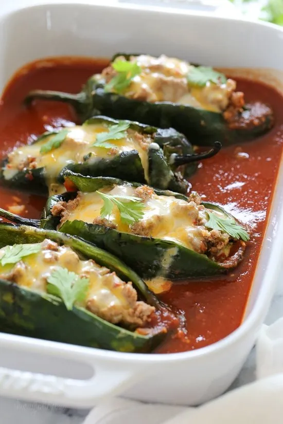 Healthy Turkey Enchilada-Stuffed Poblano Peppers Recipe