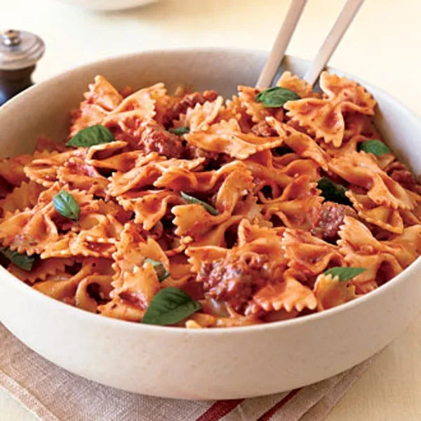 Hot Dogs, Noodles And Tomatoes