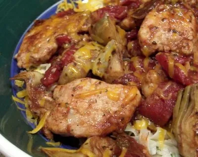 Juicy Chicken Breasts with Tomato and Artichoke Medley