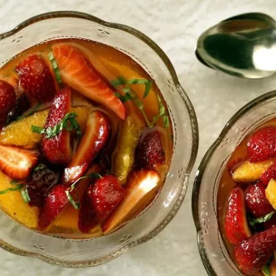 Juicy Strawberries &Amp; Oranges Glazed In Sweet Syrup Recipe